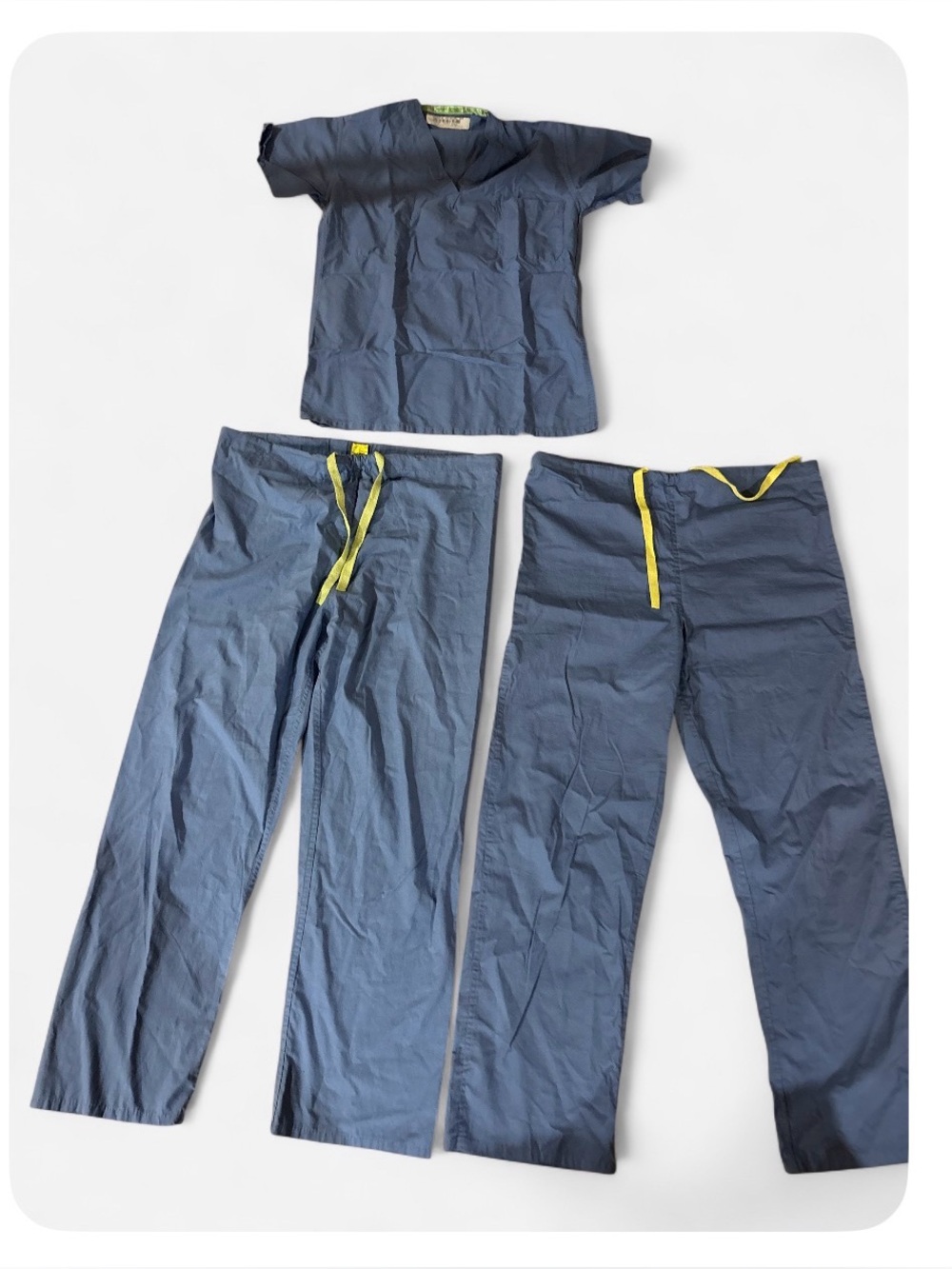 Health Workers Light Blue Scrub Pants with Yellow Drawstring
